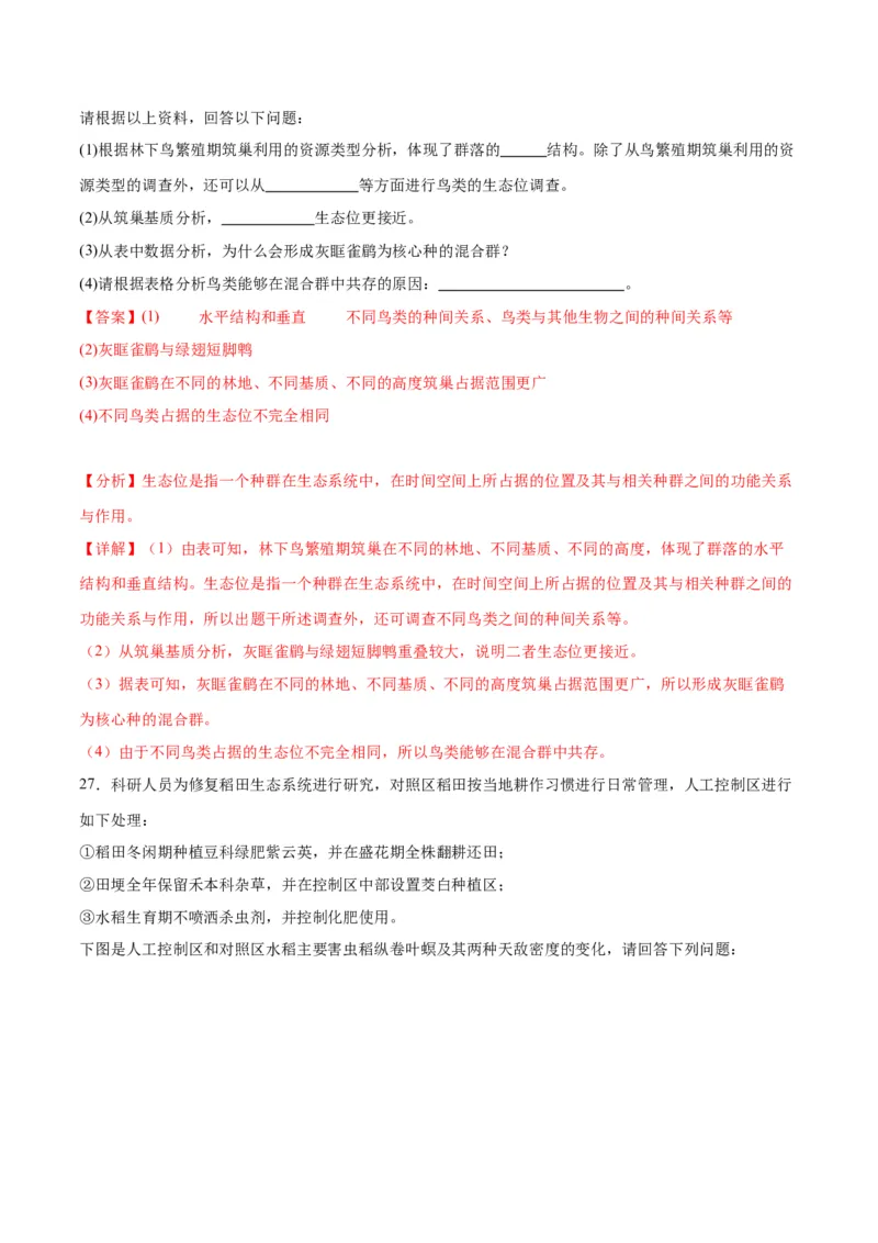 专题34群落（解析版)_2024年新高考资料_3.2024专项复习_备战2024年高考生物一轮复习重难点专项突破_专题34群落-备战2024年高考生物一轮复习重难点专项突破