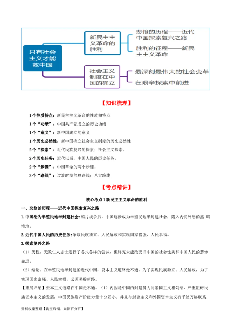 第二课只有社会主义才能救中国（精品讲义）_新高考复习资料_2024年新高考资料_一轮复习资料_完2024年高考政治一轮复习考点帮（课件+讲义+练习）（新教材新高考）