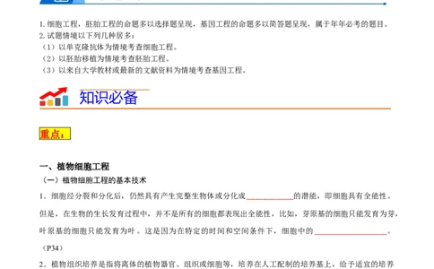专题12细胞工程与基因工程（原卷版）_2024年新高考资料_3.2024专项复习_2024年高考生物热点&middot;重点&middot;难点专练（新高考专用）