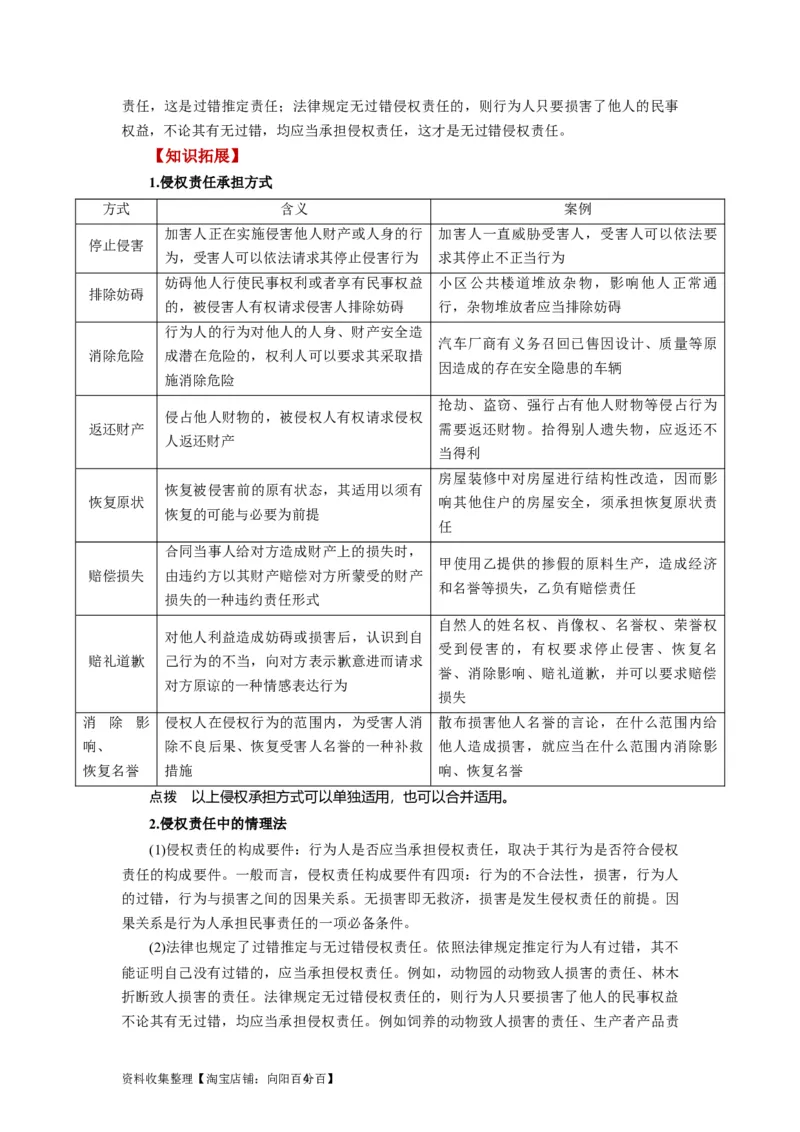 第04课侵权责任与权利界限（讲义）（解析版）_新高考复习资料_2024年新高考资料_一轮复习资料_完2024年高考政治一轮复习讲练测（课件+讲义+练习）（新教材新高考）_选择性必修2