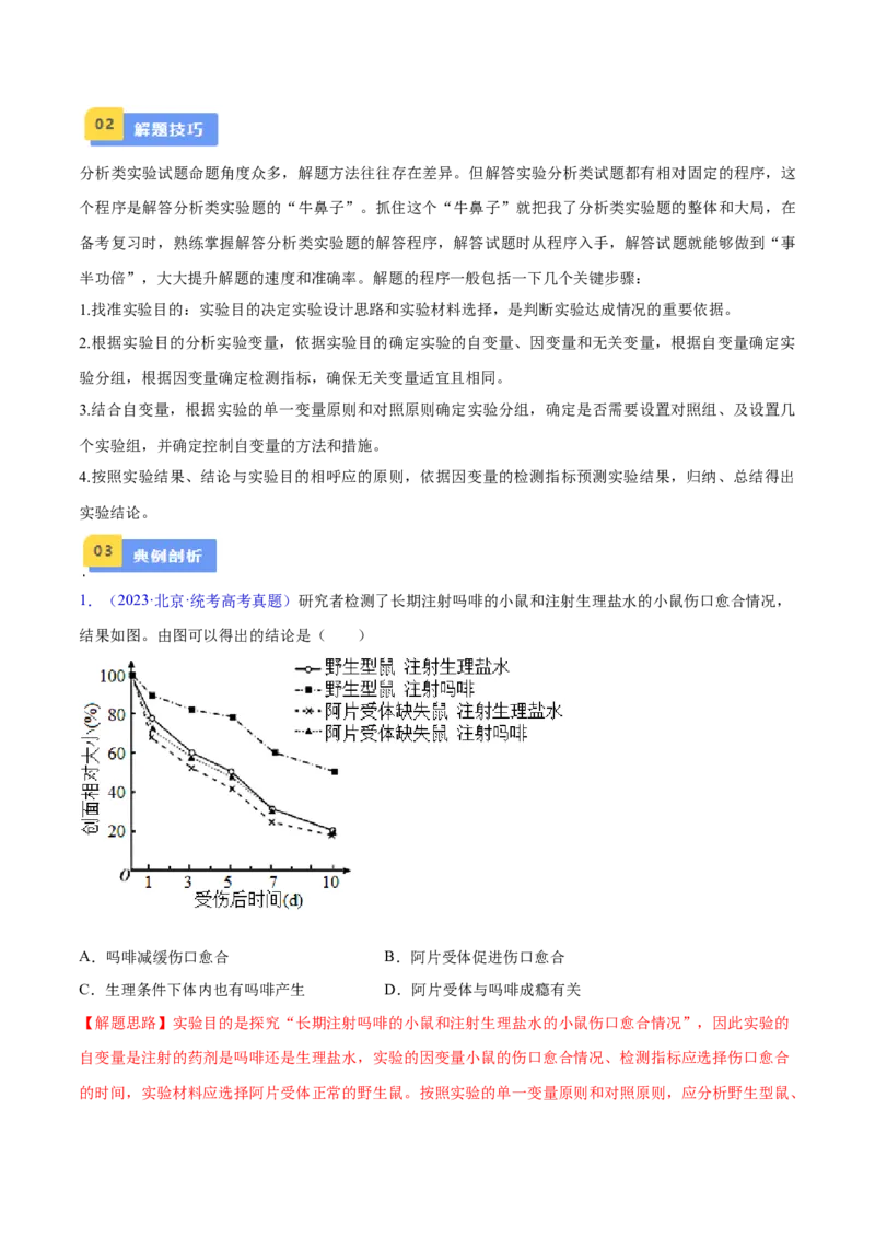 专题01实验分析类（解析版）_2024年新高考资料_3.2024专项复习_备战2024年高考生物实验专项突破_专题01实验分析类-备战2024年高考生物实验专项突破
