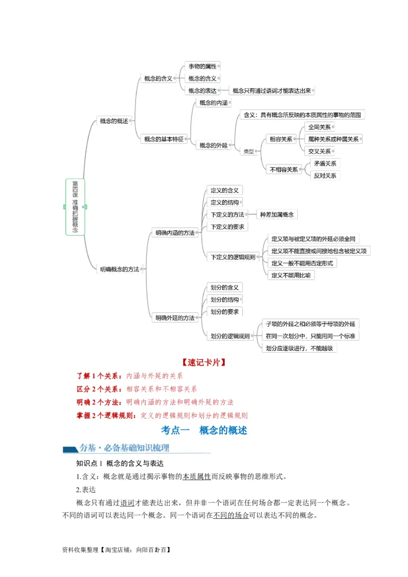 第04课准确把握概念（讲义）（原卷版）_新高考复习资料_2024年新高考资料_一轮复习资料_完2024年高考政治一轮复习讲练测（课件+讲义+练习）（新教材新高考）_选择性必修3