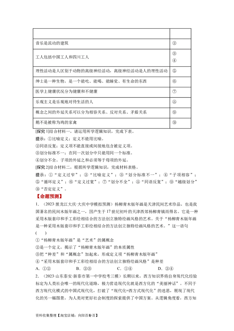 第04课准确把握概念（讲义）（原卷版）_新高考复习资料_2024年新高考资料_一轮复习资料_完2024年高考政治一轮复习讲练测（课件+讲义+练习）（新教材新高考）_选择性必修3