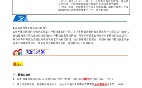 专题08植物生命活动调节（解析版）_2024年新高考资料_3.2024专项复习_2024年高考生物热点&middot;重点&middot;难点专练（新高考专用）