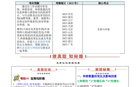 押新高考卷生物与环境（原卷版）-备战2024年高考生物临考题号押题（新高考通用）(1)_2024年新高考资料_5.2024三轮冲刺_备战2024年高考生物临考题号押题（新高考通用）322745222
