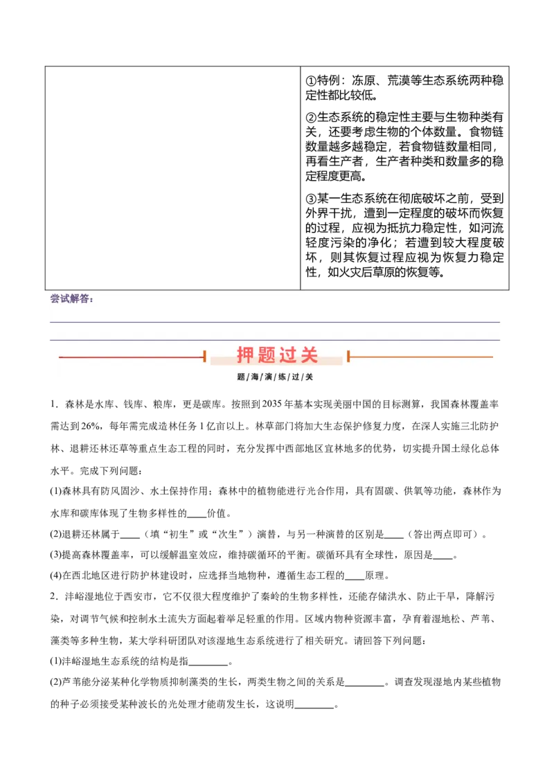 押新高考卷生物与环境（原卷版）-备战2024年高考生物临考题号押题（新高考通用）(1)_2024年新高考资料_5.2024三轮冲刺_备战2024年高考生物临考题号押题（新高考通用）322745222