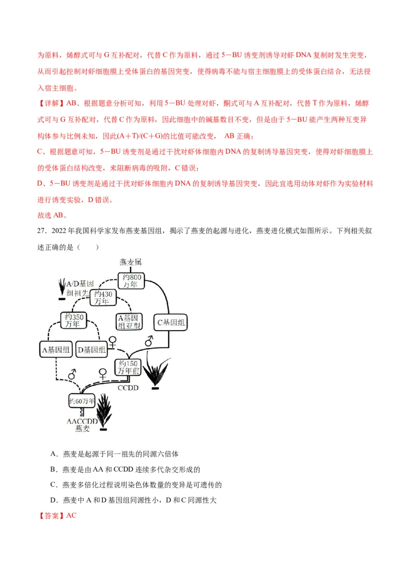 专题23生物的变异（解析版)_2024年新高考资料_3.2024专项复习_备战2024年高考生物一轮复习重难点专项突破_专题23生物的变异-备战2024年高考生物一轮复习重难点专项突破