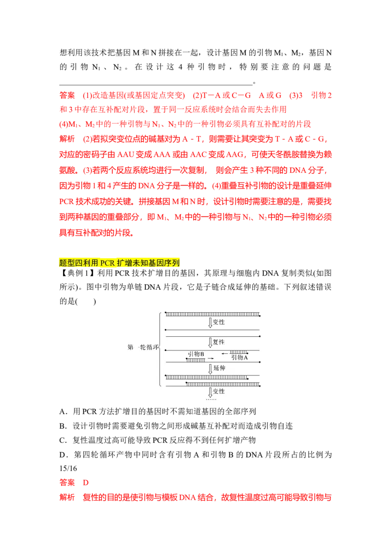 专题八PCR重难集训（解析版）_2024年新高考资料_5.2024三轮冲刺_2024年高考生物考前最后冲刺