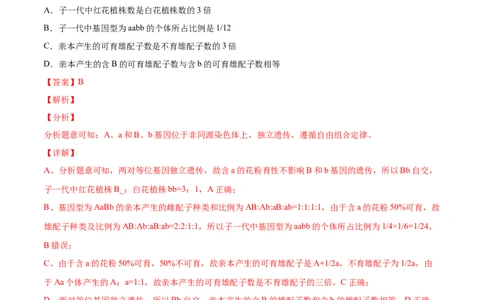 专题06基因的分离定律和自由组合定律-2022年高考真题和模拟题生物分专题训练（教师版含解析）_2024年新高考资料_1.2024一轮复习_赠2022年高考生物真题与模拟题分类