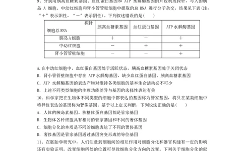 专题13细胞的分化、衰老和死亡（精练）（原卷版）_2024年新高考资料_1.2024一轮复习_备战2024年高考生物一轮复习串讲精练（新高考专用）