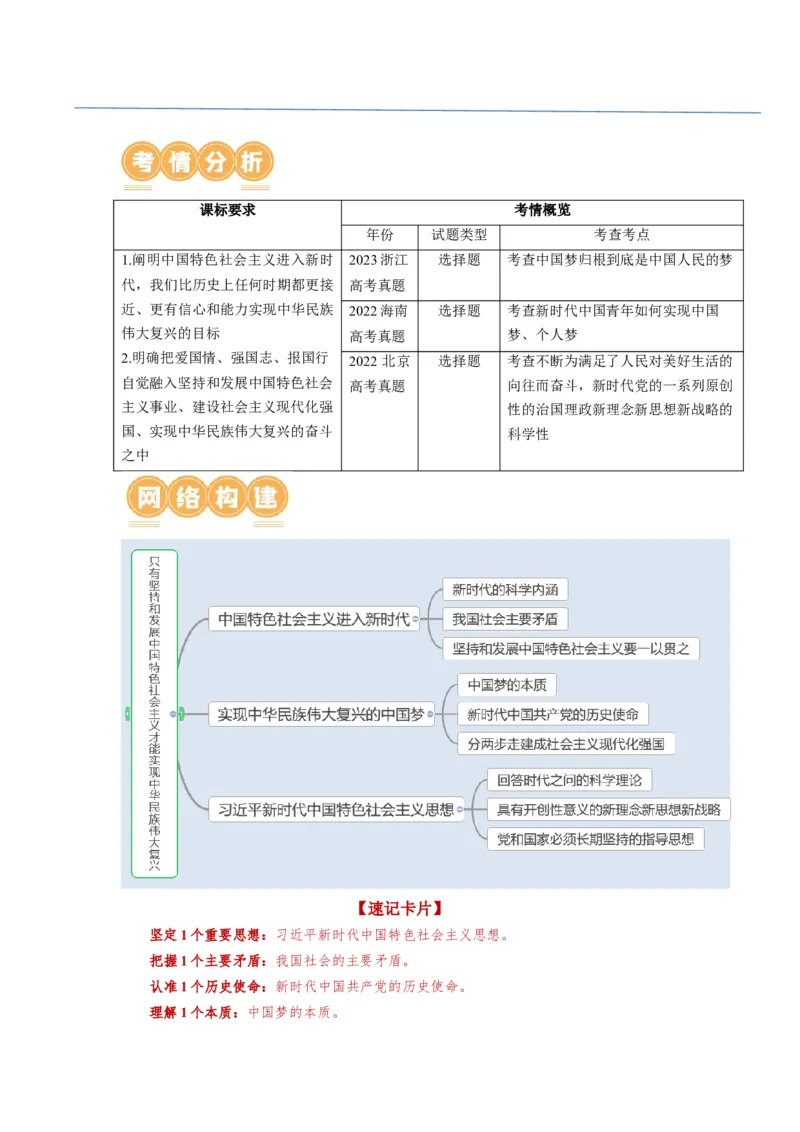 第04课只有坚持和发展中国特色社会主义才能实现中华民族伟大复兴（讲义）（解析版）_新高考复习资料_2024年新高考资料_一轮复习资料_必修1