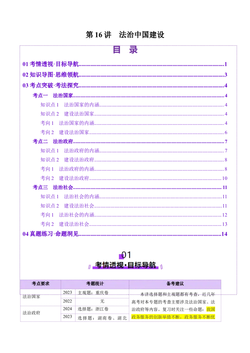 第16讲法治中国建设（讲义）（解析版）_新高考复习资料_2025年新高考资料_2025年高考政治一轮复习讲练测（新教材新高考）