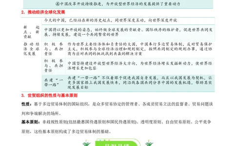 专题33经济全球化与中国_新高考复习资料_2024年新高考资料_一轮复习资料_口袋书2024年高考政治一轮复习知识清单（新高考通用）