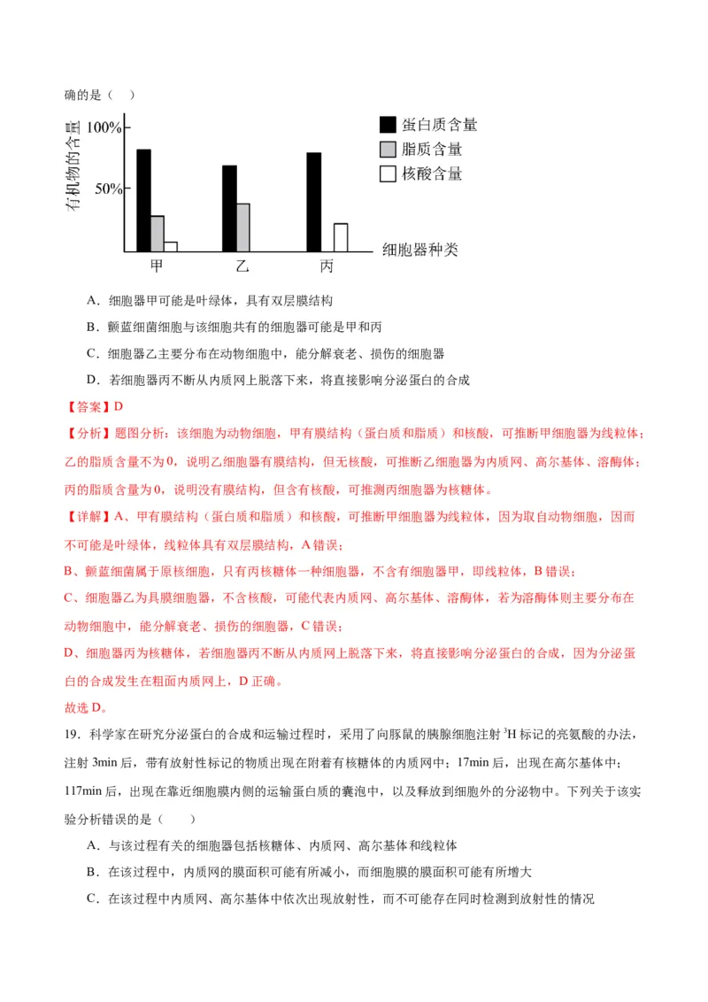 专题6细胞器和生物膜系统（解析版)_2024年新高考资料_3.2024专项复习_备战2024年高考生物一轮复习重难点专项突破_专题06细胞器和生物膜系统-备战2024年高考生物一轮复习重难点专项突破