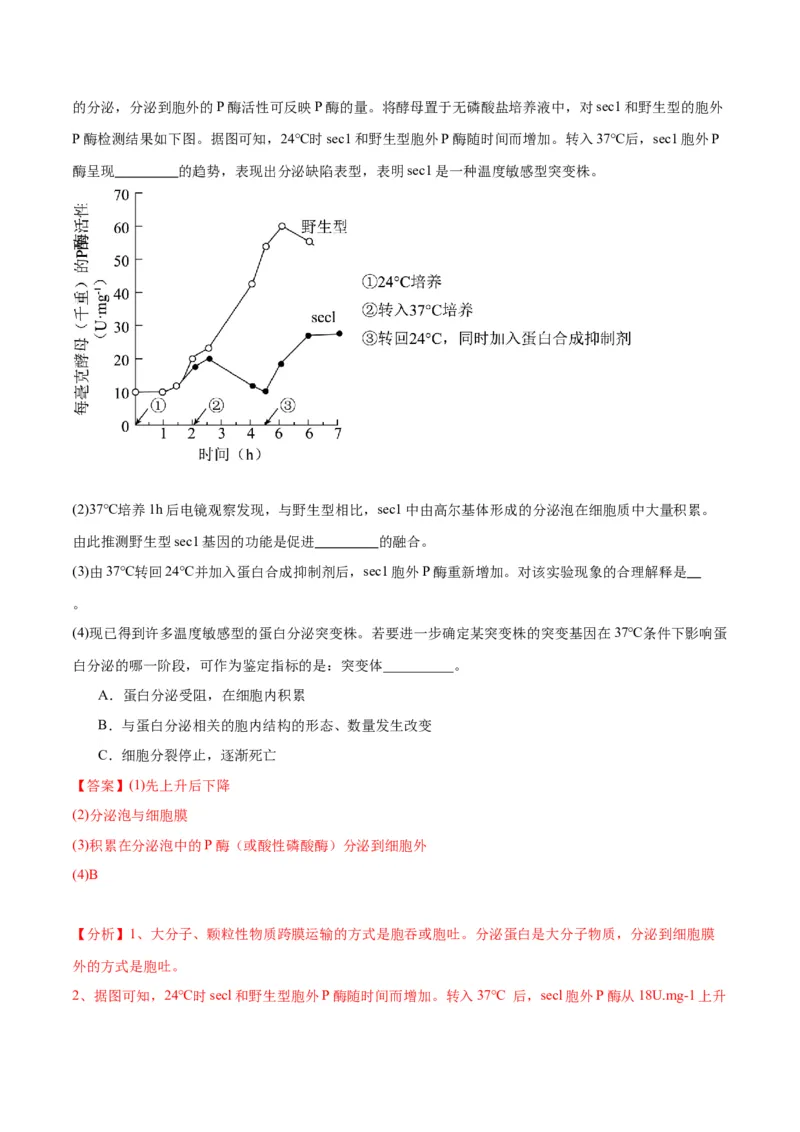 专题6细胞器和生物膜系统（解析版)_2024年新高考资料_3.2024专项复习_备战2024年高考生物一轮复习重难点专项突破_专题06细胞器和生物膜系统-备战2024年高考生物一轮复习重难点专项突破