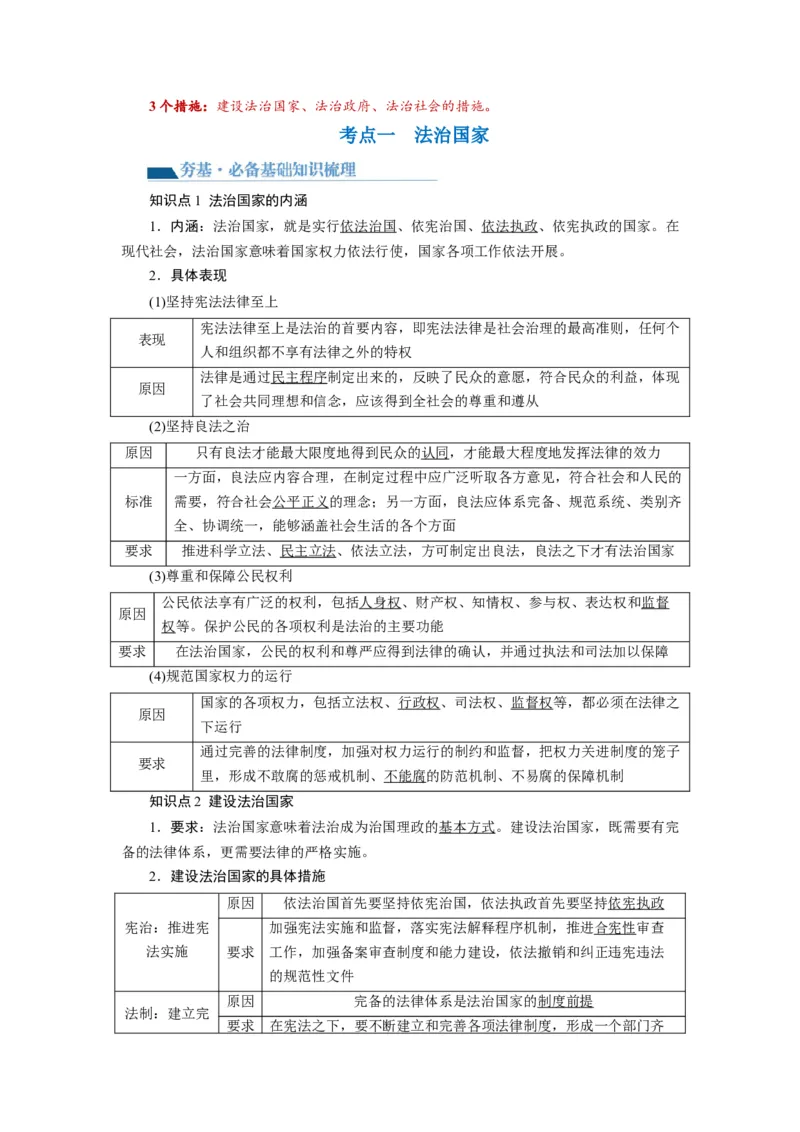 第08课法治中国建设（讲义）（原卷版）_新高考复习资料_2024年新高考资料_一轮复习资料_完2024年高考政治一轮复习讲练测（课件+讲义+练习）（新教材新高考）_必修3