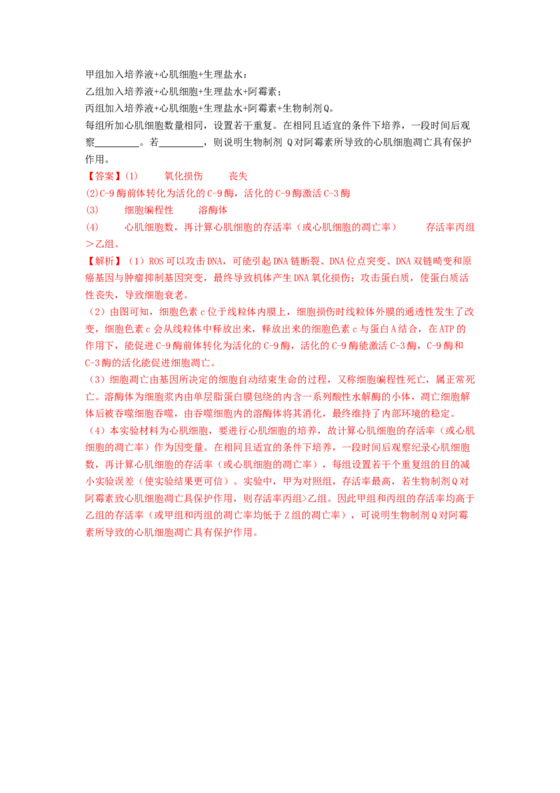 专题11细胞的分化、衰老与死亡（解析版）_2024年新高考资料_1.2024一轮复习_备战2024年高考生物一轮复习抢分特训（全国通用）