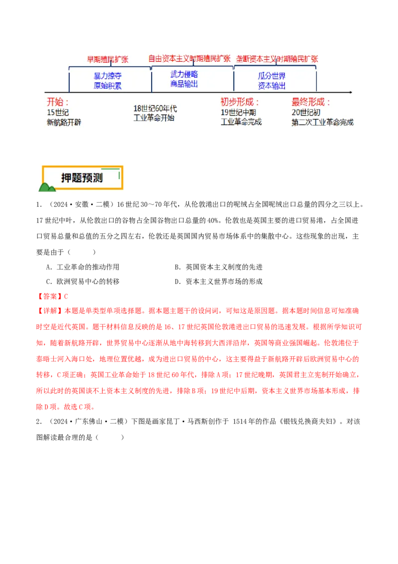 押新高考第13-14题世界近代史（解析版）_2024年新高考资料_52024三轮冲刺_备战2024年高考历史临考题号押题（新高考通用）322946313