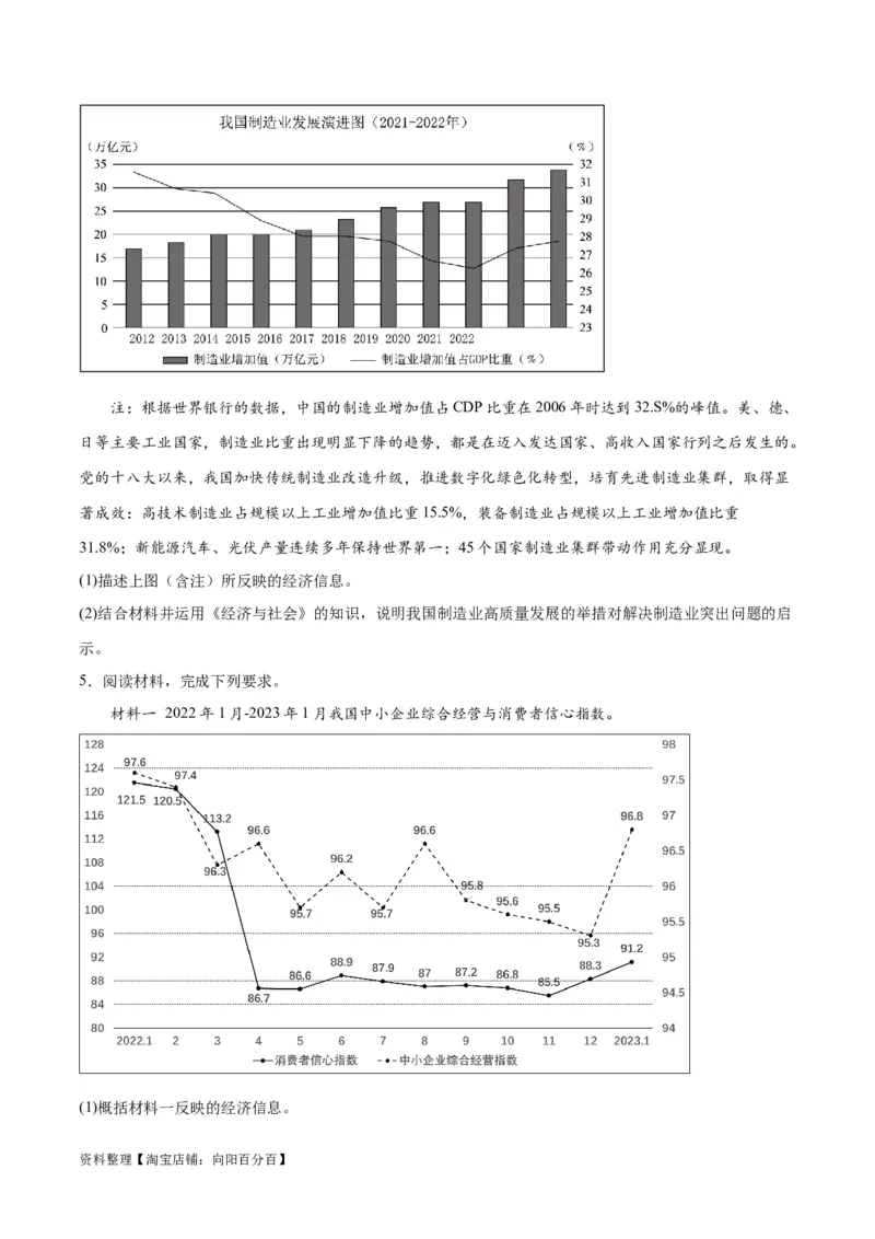 必刷题题型05图表类主观题（学生版）_新高考复习资料_2024年新高考资料_一轮复习资料_2024高考必刷题2024年高考政治一轮复习选择题+主观题专练（新教材新高考）_必刷经典题型