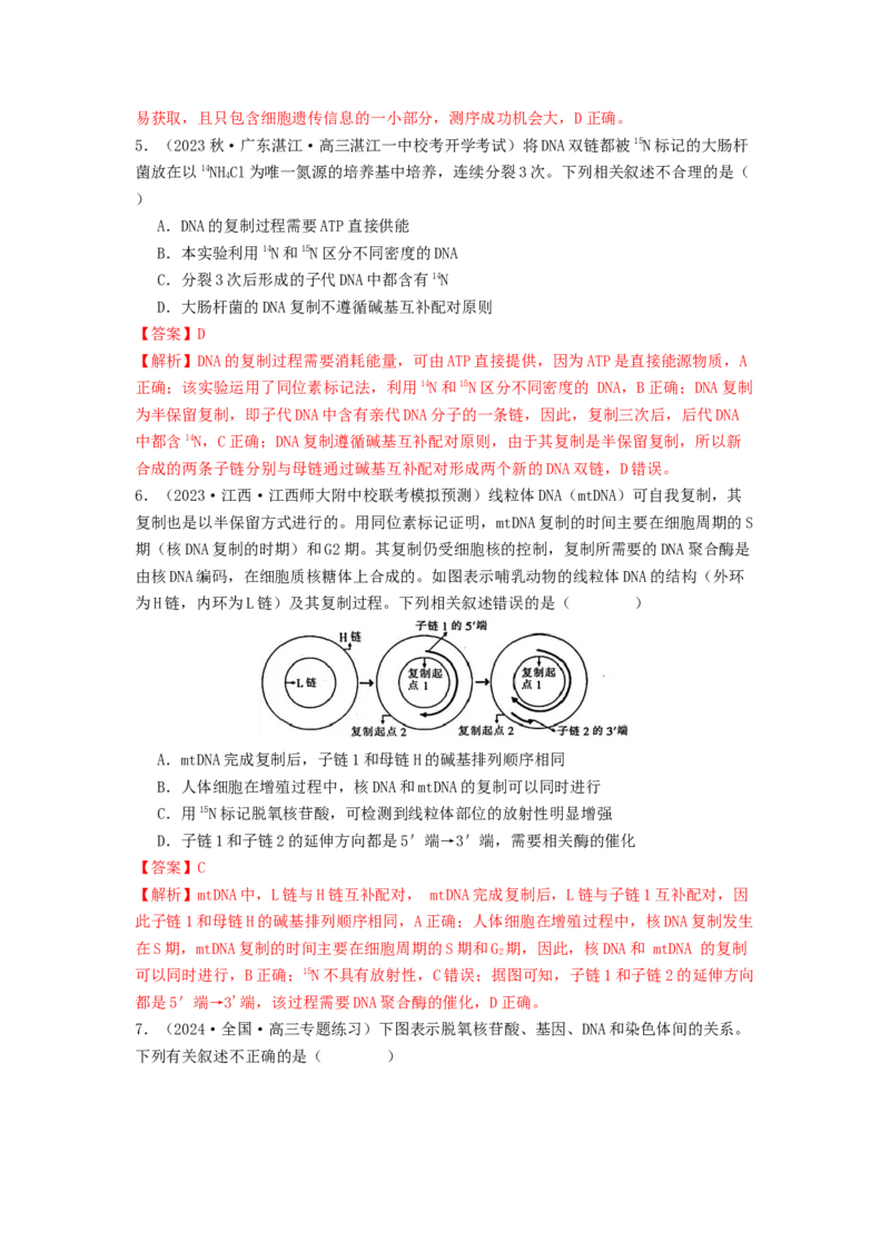 专题13遗传的分子基础（解析版）_2024年新高考资料_1.2024一轮复习_备战2024年高考生物一轮复习抢分特训（全国通用）