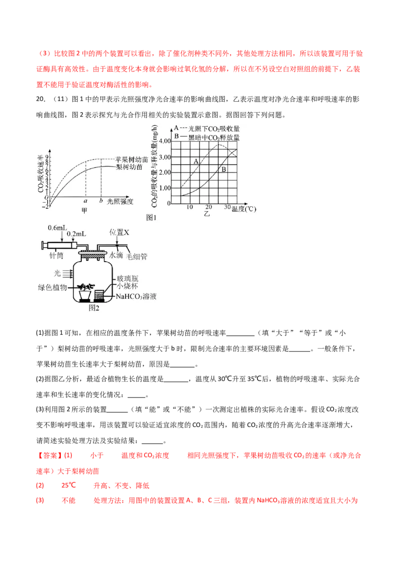 单元检测卷03细胞的能量供应和利用（解析版）_2024年新高考资料_1.2024一轮复习_2024年高考生物一轮复习考点通关卷（新高考通用）