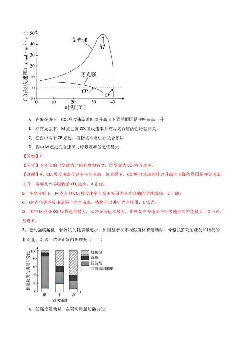 单元检测卷03细胞的能量供应和利用（解析版）_2024年新高考资料_1.2024一轮复习_2024年高考生物一轮复习考点通关卷（新高考通用）