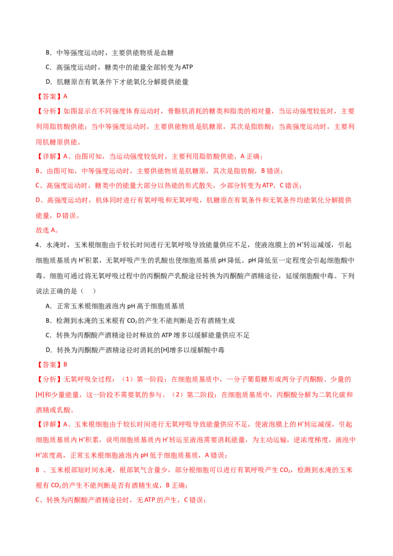 单元检测卷03细胞的能量供应和利用（解析版）_2024年新高考资料_1.2024一轮复习_2024年高考生物一轮复习考点通关卷（新高考通用）