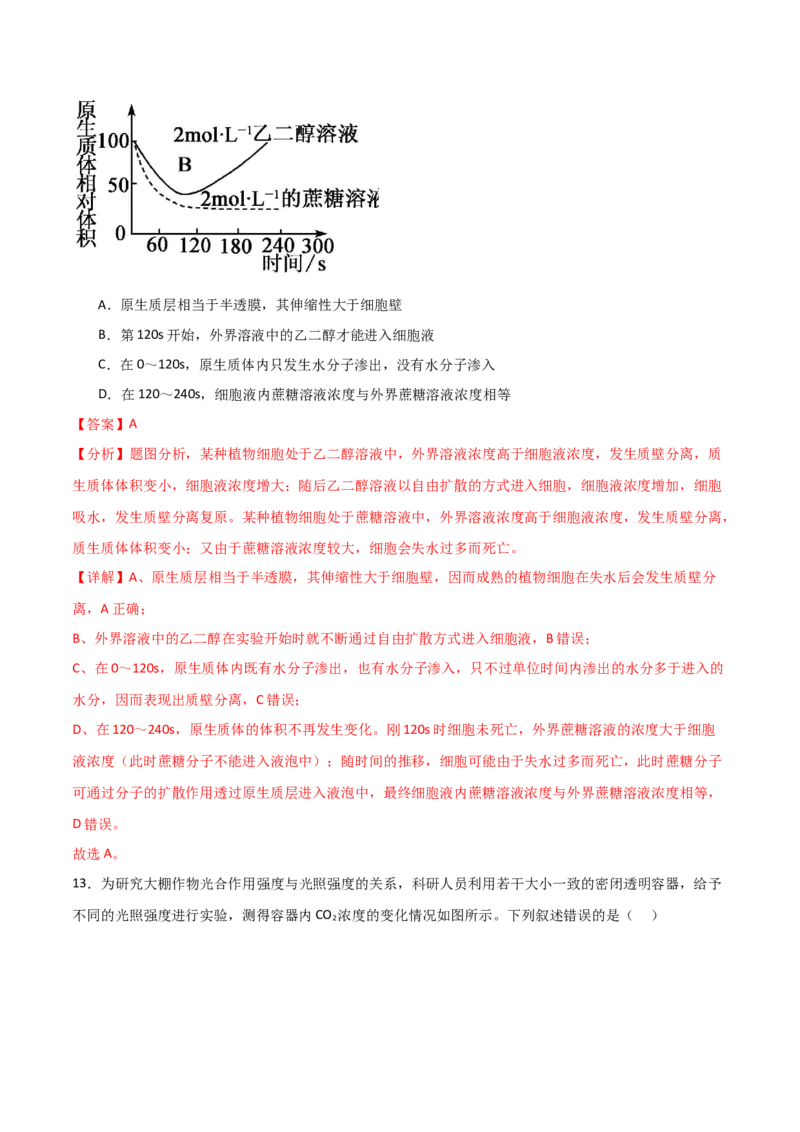 单元检测卷03细胞的能量供应和利用（解析版）_2024年新高考资料_1.2024一轮复习_2024年高考生物一轮复习考点通关卷（新高考通用）