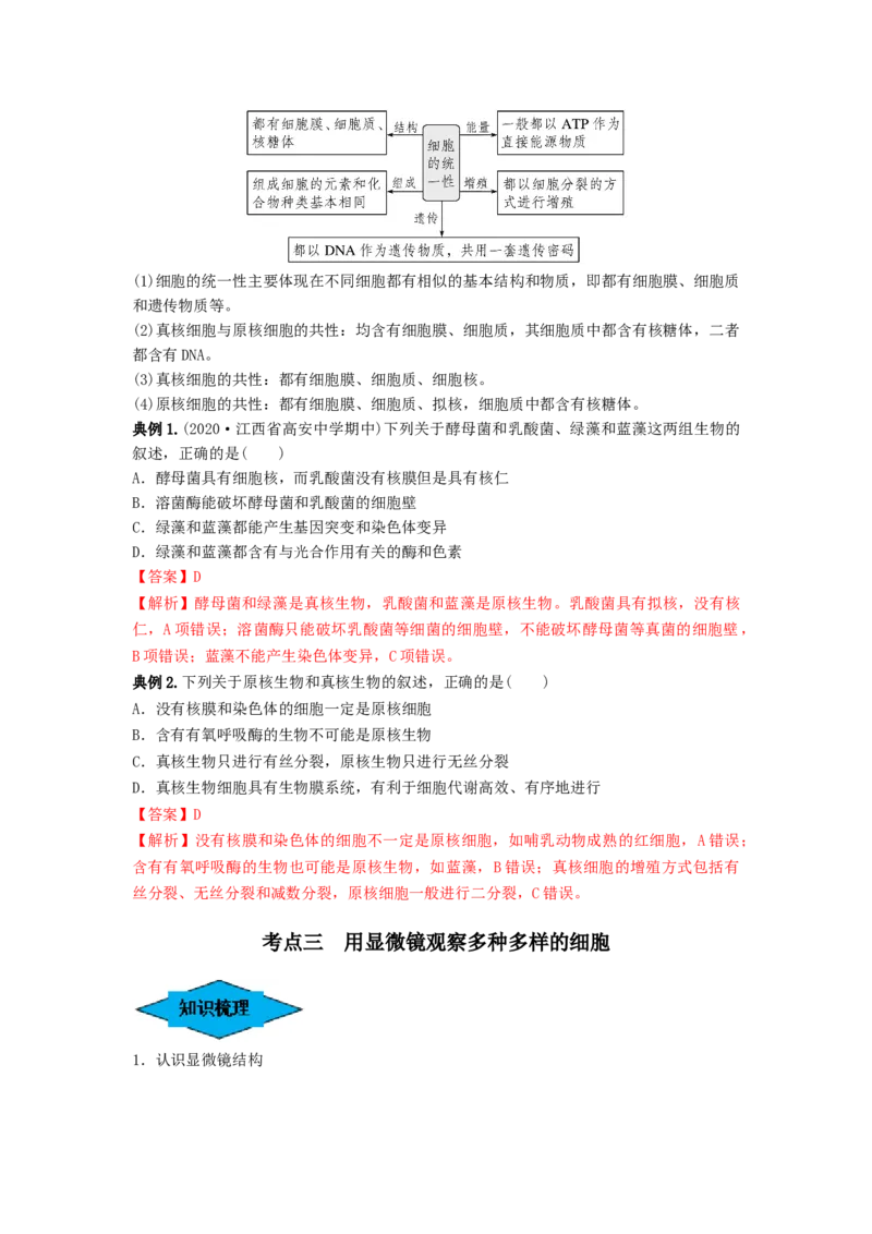 专题01走近细胞（串讲）（解析版）_2024年新高考资料_1.2024一轮复习_备战2024年高考生物一轮复习串讲精练（新高考专用）