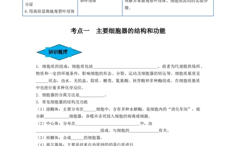 专题05细胞器和生物膜系统（串讲）（原卷版）_2024年新高考资料_1.2024一轮复习_备战2024年高考生物一轮复习串讲精练（新高考专用）