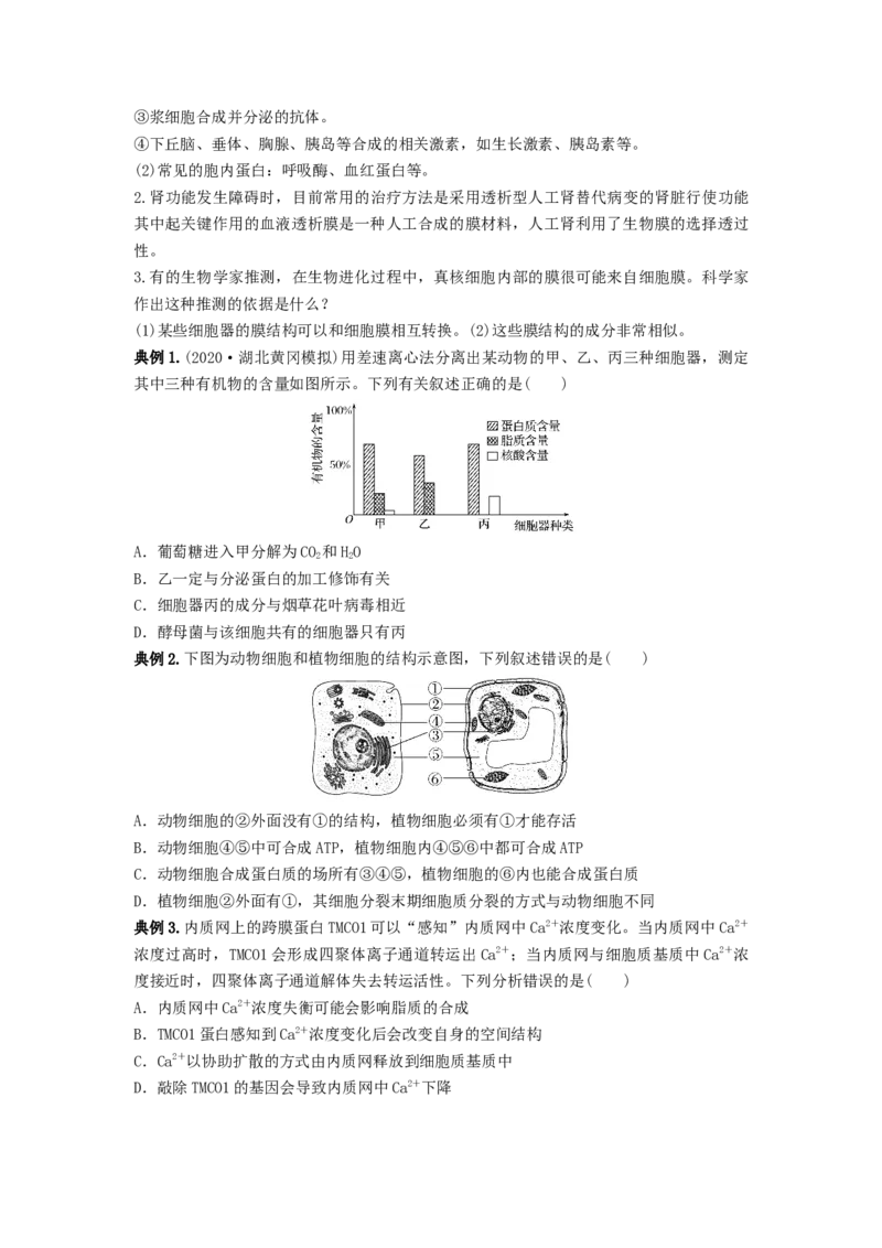 专题05细胞器和生物膜系统（串讲）（原卷版）_2024年新高考资料_1.2024一轮复习_备战2024年高考生物一轮复习串讲精练（新高考专用）