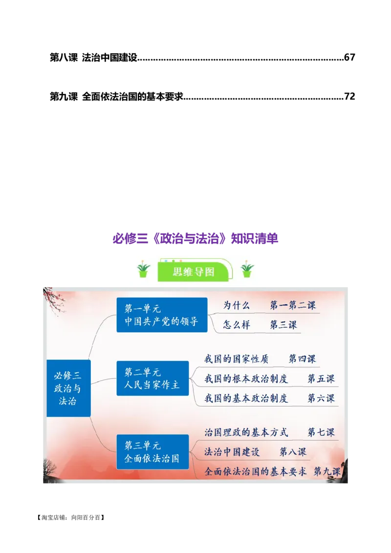 必修三《政治与法治》知识清单-口袋书2024年高考政治一轮复习知识清单（新高考通用）_新高考复习资料_2024年新高考资料_专项复习资料