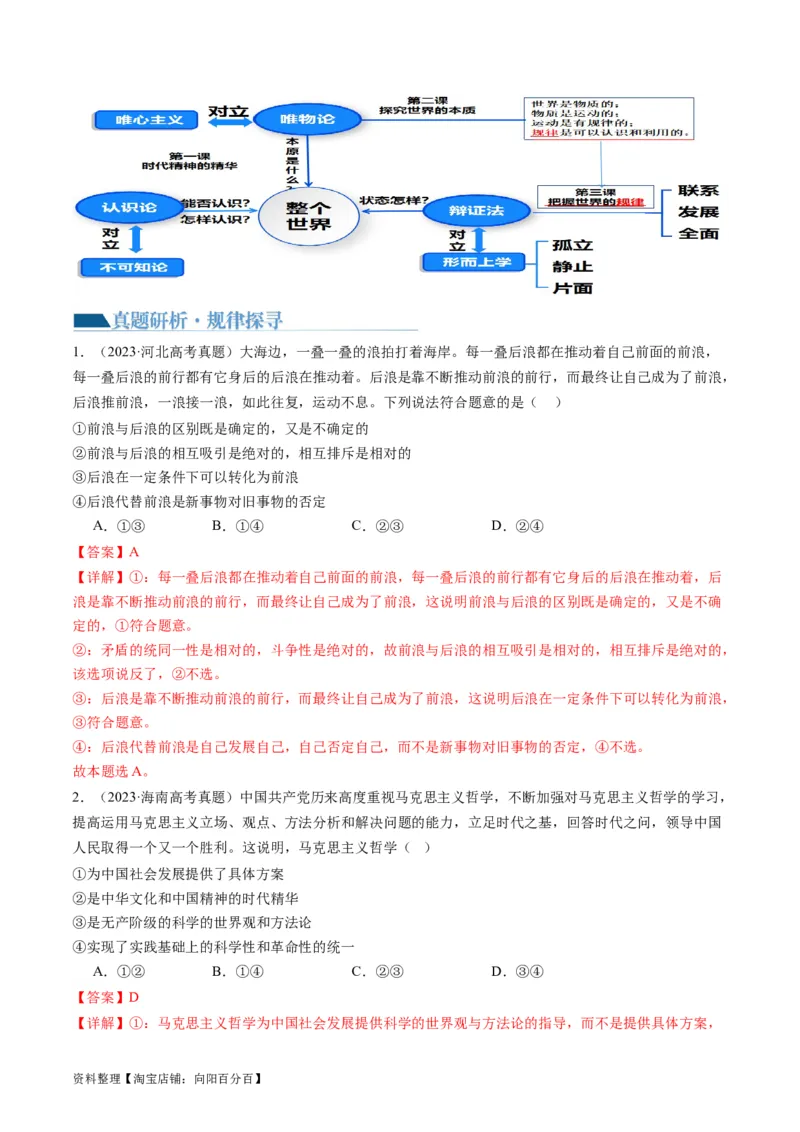 专题08辩证唯物主义（讲义）（解析版）_新高考复习资料_2024年新高考资料_二轮复习资料_2024年高考政治二轮复习讲练测（新教材新高考）_配套讲义（原卷版+解析版）