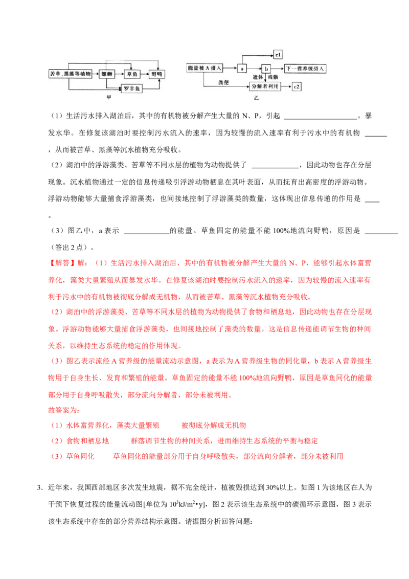 专题08生态系统（解析版）_2024年新高考资料_3.2024专项复习_2024年高考生物热点&middot;重点&middot;难点专练（上海专用）