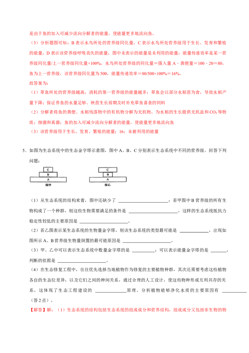 专题08生态系统（解析版）_2024年新高考资料_3.2024专项复习_2024年高考生物热点&middot;重点&middot;难点专练（上海专用）