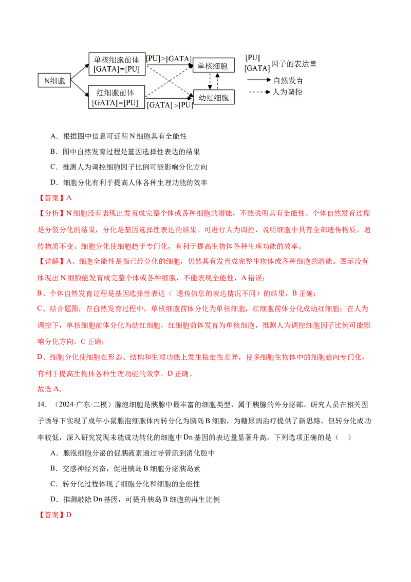 押广东卷选择题细胞的能量供应和生命历程（解析版）_2024年新高考资料_5.2024三轮冲刺_备战2024年高考生物临考题号押题（广东专用）323137816