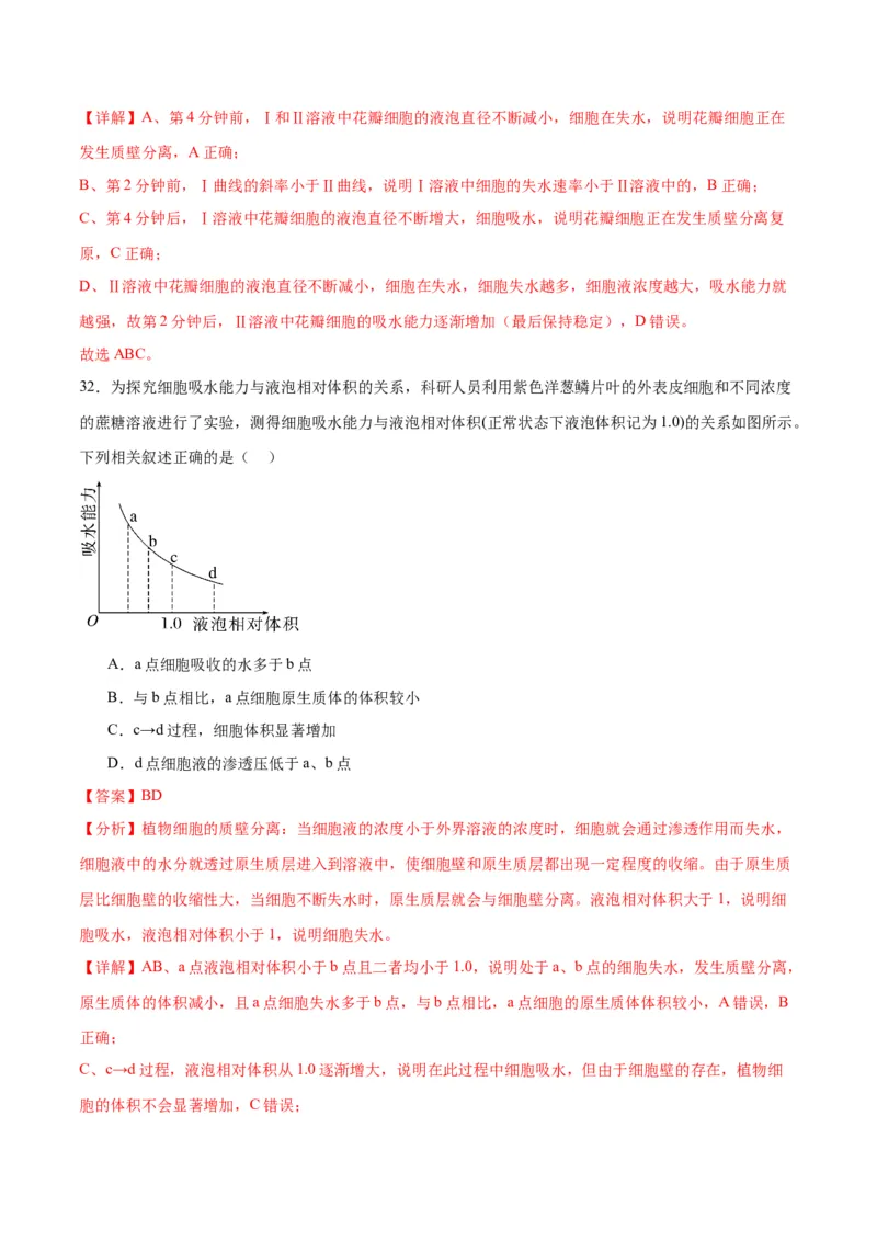 专题7物质运输（解析版)_2024年新高考资料_3.2024专项复习_备战2024年高考生物一轮复习重难点专项突破_专题07物质运输-备战2024年高考生物一轮复习重难点专项突破