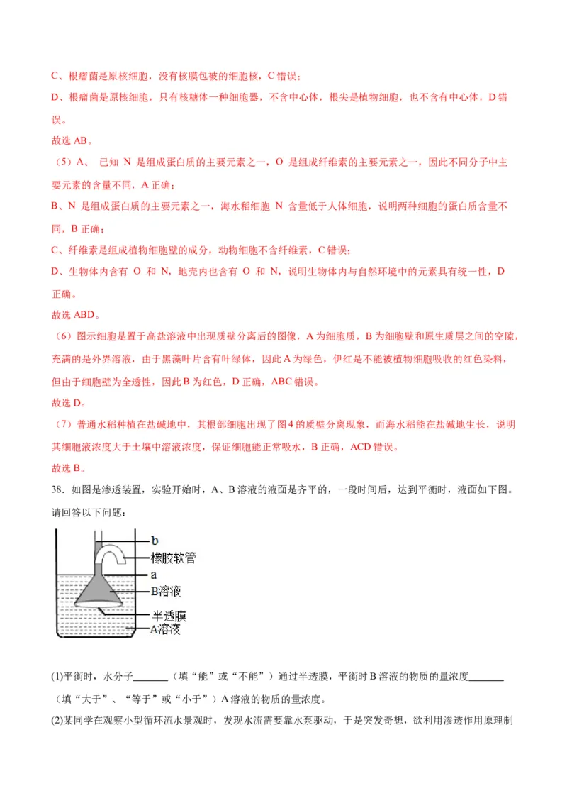 专题7物质运输（解析版)_2024年新高考资料_3.2024专项复习_备战2024年高考生物一轮复习重难点专项突破_专题07物质运输-备战2024年高考生物一轮复习重难点专项突破