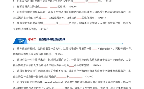 宝典12生物的进化（原卷版）_2024年新高考资料_1.2024一轮复习_2024年高考生物一轮复习知识清单