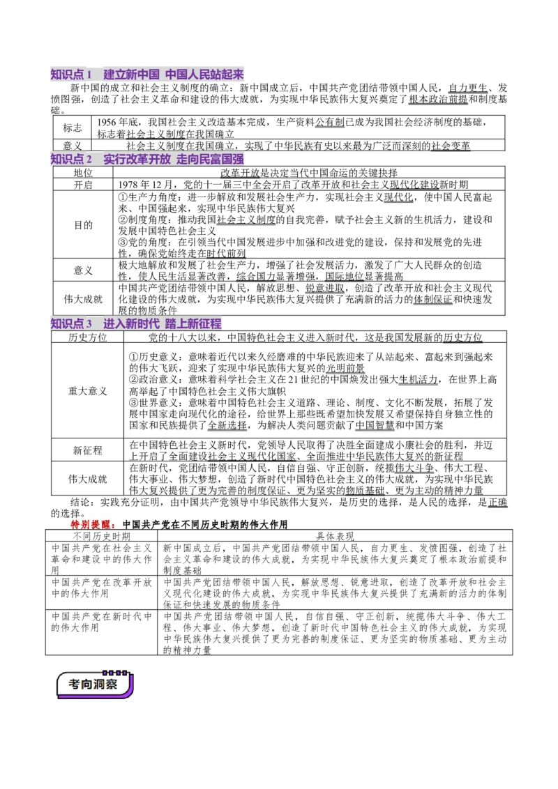 第09讲历史和人民的选择（讲义）（解析版）_新高考复习资料_2025年新高考资料_2025年高考政治一轮复习讲练测（新教材新高考）