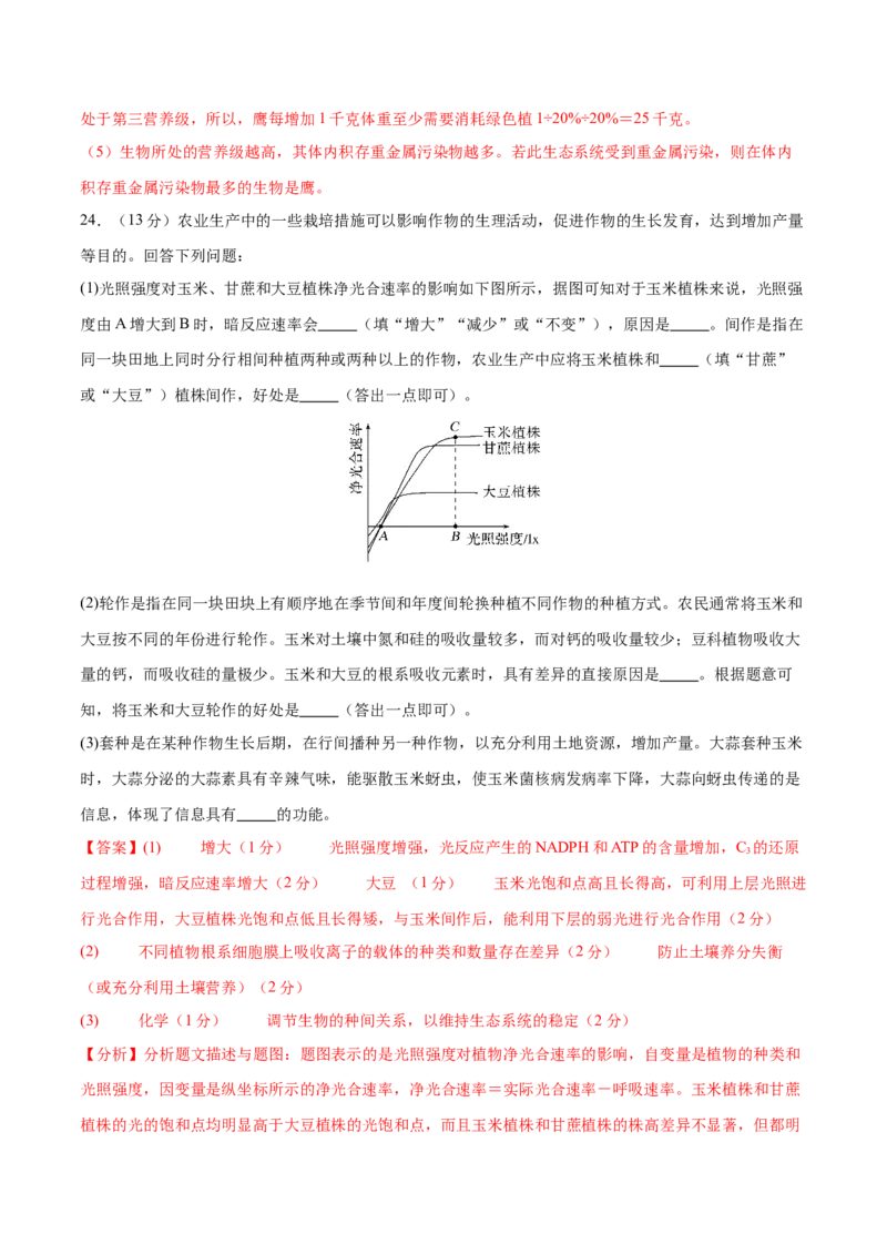 专题七生物与环境（测试）（解析版）_2024年新高考资料_2.2024二轮复习_2024年高考生物二轮复习讲练测（新教材新高考）