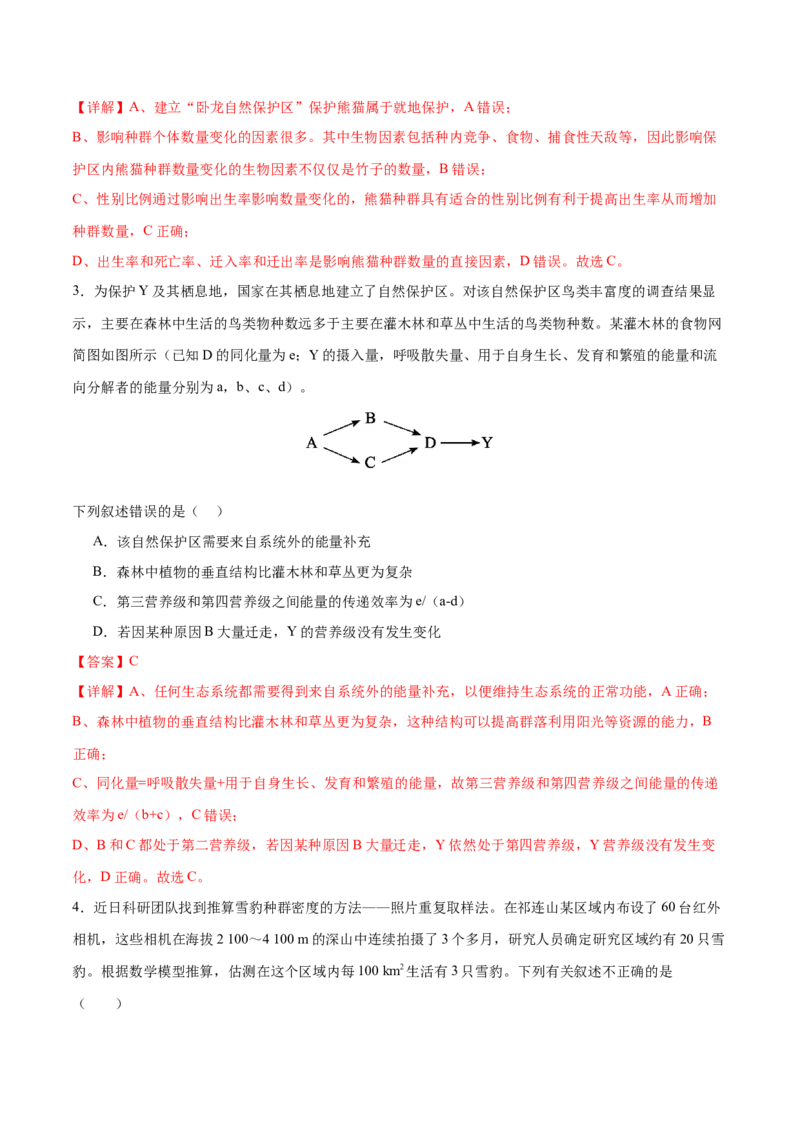 专题七生物与环境（测试）（解析版）_2024年新高考资料_2.2024二轮复习_2024年高考生物二轮复习讲练测（新教材新高考）