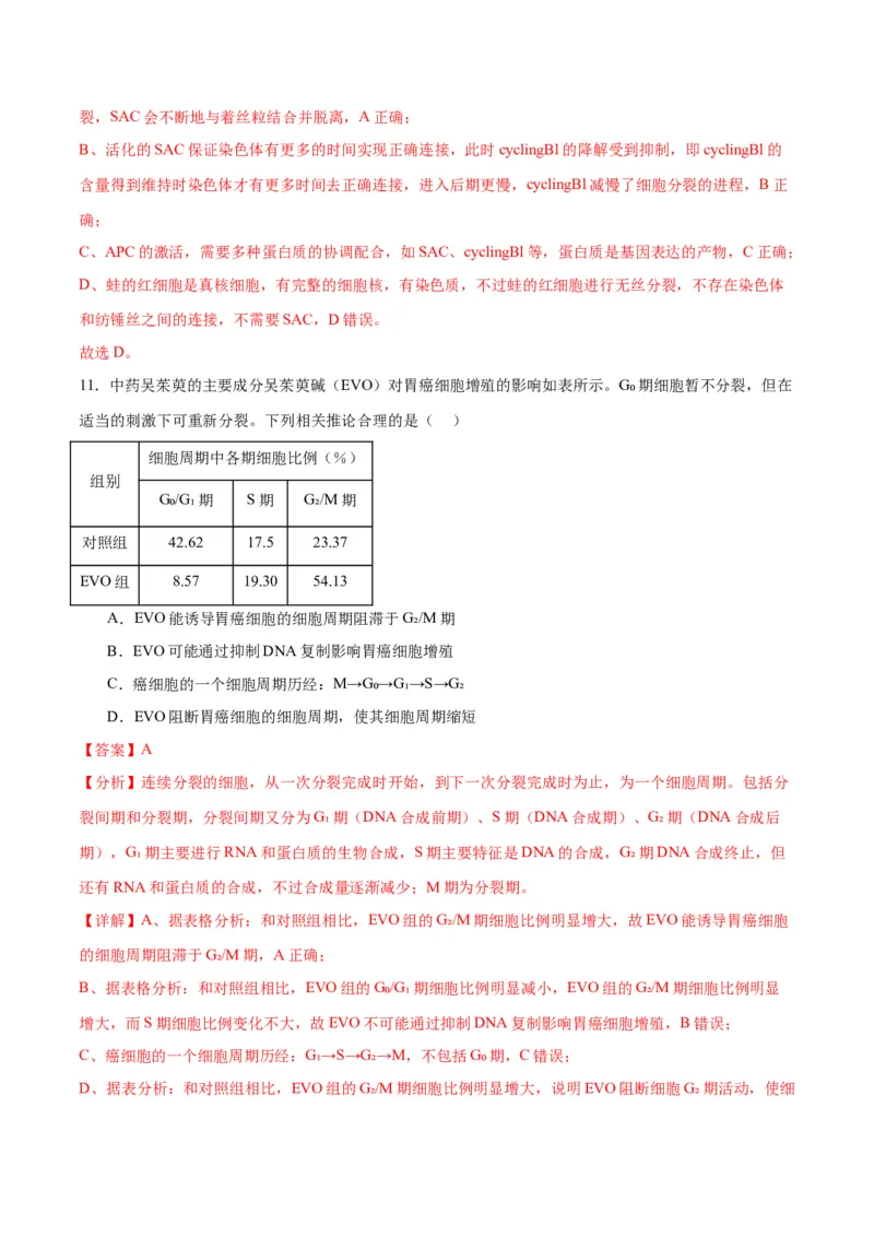 专题12细胞增殖（解析版)_2024年新高考资料_3.2024专项复习_备战2024年高考生物一轮复习重难点专项突破_专题12细胞增殖