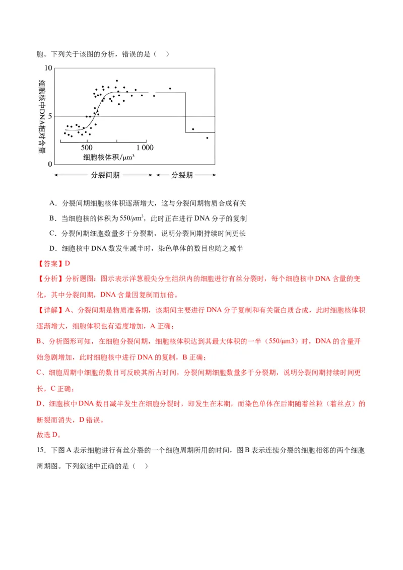专题12细胞增殖（解析版)_2024年新高考资料_3.2024专项复习_备战2024年高考生物一轮复习重难点专项突破_专题12细胞增殖