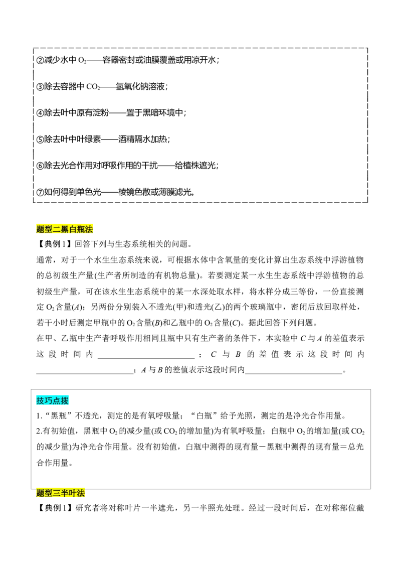专题一光合作用与呼吸作用重难集训（原卷版）_2024年新高考资料_5.2024三轮冲刺_2024年高考生物考前最后冲刺