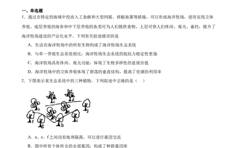专题35生态系统的结构（原卷版)_2024年新高考资料_3.2024专项复习_备战2024年高考生物一轮复习重难点专项突破_专题35生态系统的结构-备战2024年高考生物一轮复习重难点专项突破