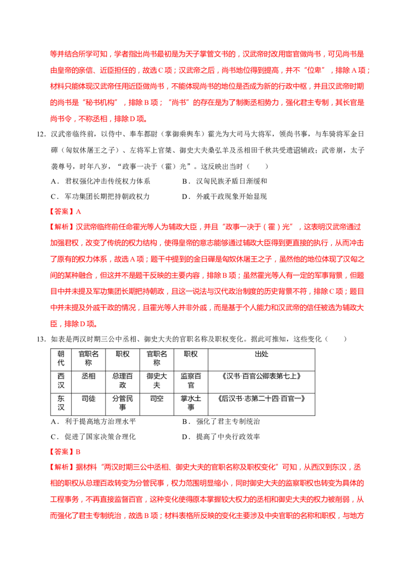 专题01经国序民&mdash;中国古代国家制度体系的建立（练习）（解析版）_2025年新高考资料_二轮复习_01高考语文等多个文件_上好课2025年高考历史二轮复习讲练测（新高考通用）