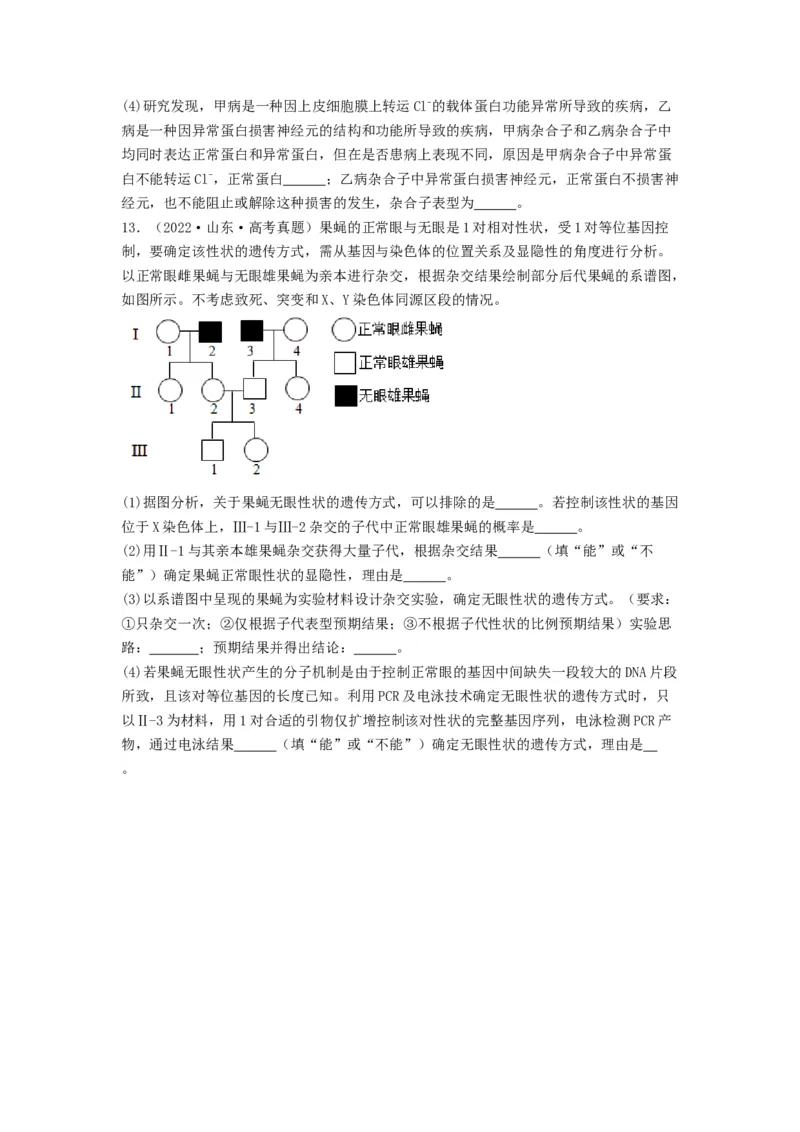 专题16基因在染色体上、伴性遗传和人类遗传病（串讲）（原卷版）_2024年新高考资料_1.2024一轮复习_备战2024年高考生物一轮复习串讲精练（新高考专用）