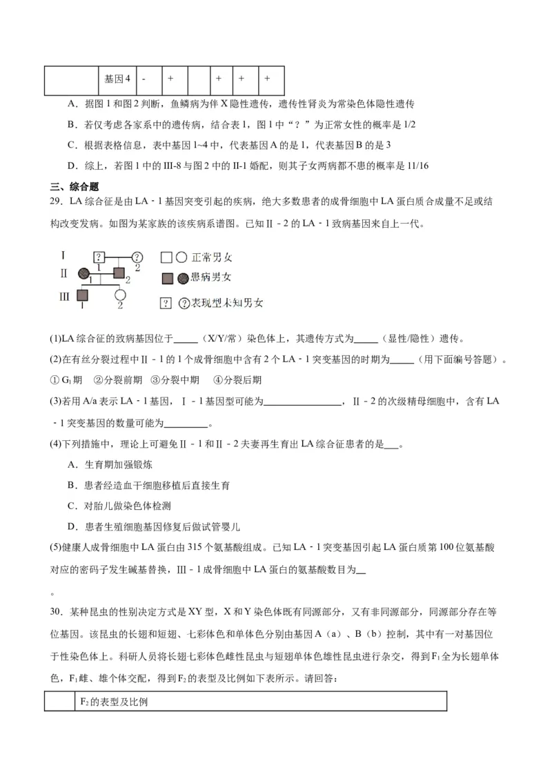 专题18伴性遗传和人类遗传病（原卷版)_2024年新高考资料_3.2024专项复习_备战2024年高考生物一轮复习重难点专项突破_专题18伴性遗传和人类遗传病