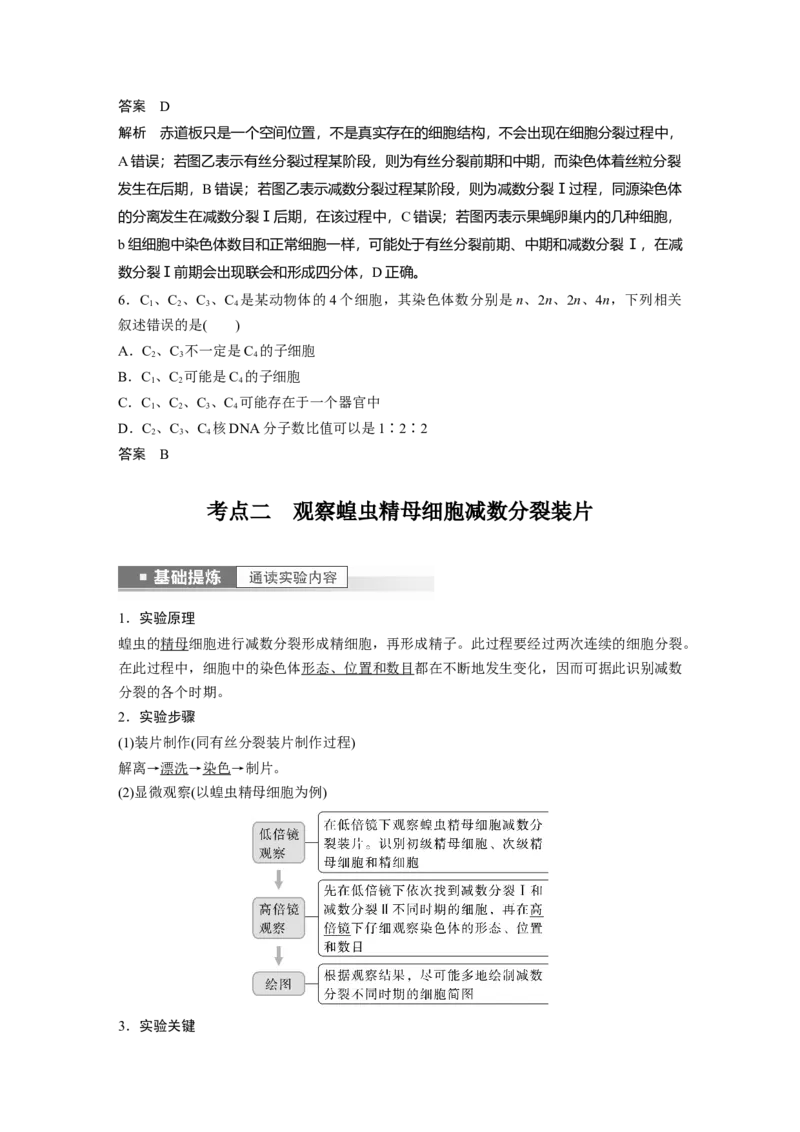 2023年高考生物一轮复习（新人教新高考）第4单元第4课时　减数分裂与有丝分裂的比较及观察蝗虫精母细胞减数分裂装片_新高考复习资料_2023年新高考复习资料_一轮复习